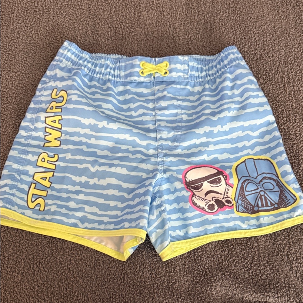 Disney - Star Wars Boys Light Blue Swim Trunks with Yellow Trim